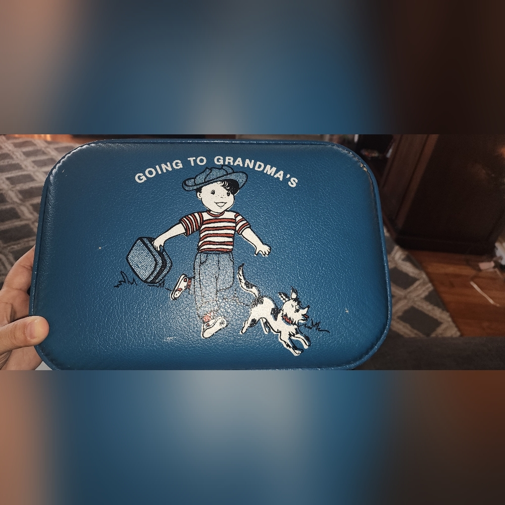 "Going To Grandma's" Blue Mini Suitcase